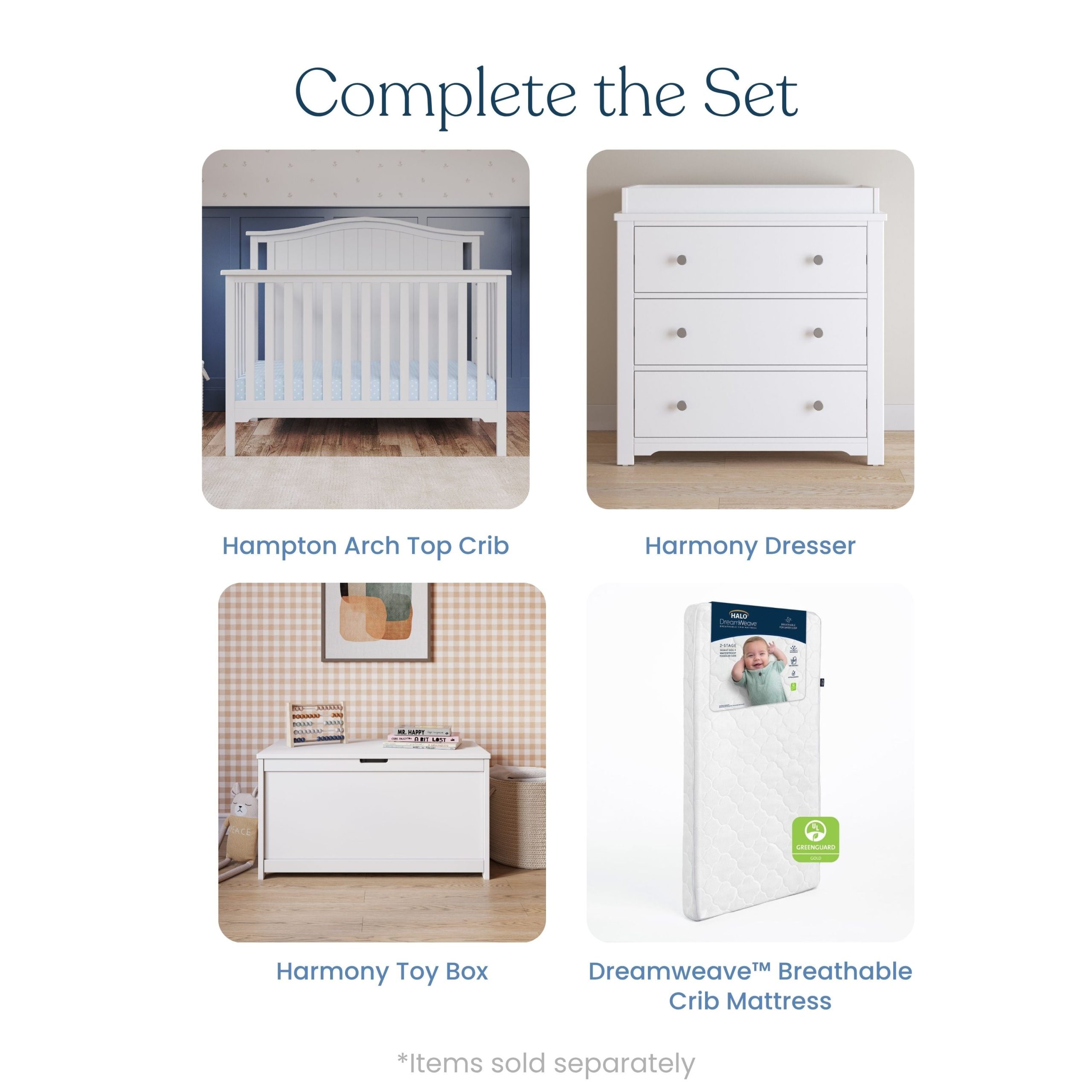Hampton Arch Top 4-in-1 Convertible Crib. Matte White - Image 5