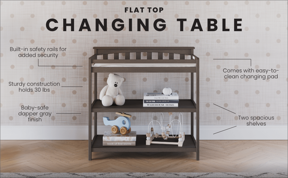 Flat Top Baby Changing Table. Dapper Gray - Image 21