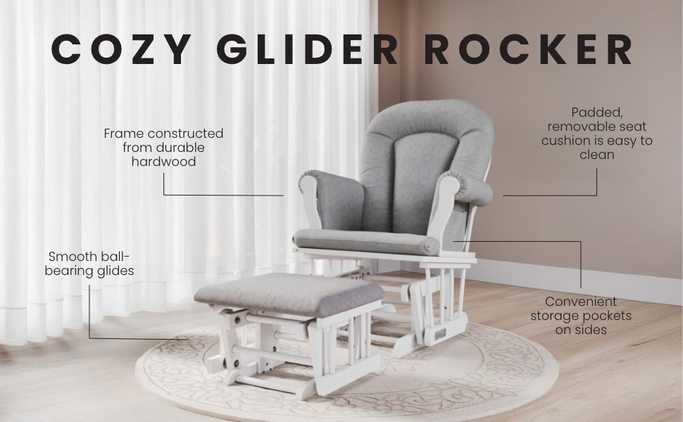 Cozy Glider and Ottoman. Matte White - Image 12
