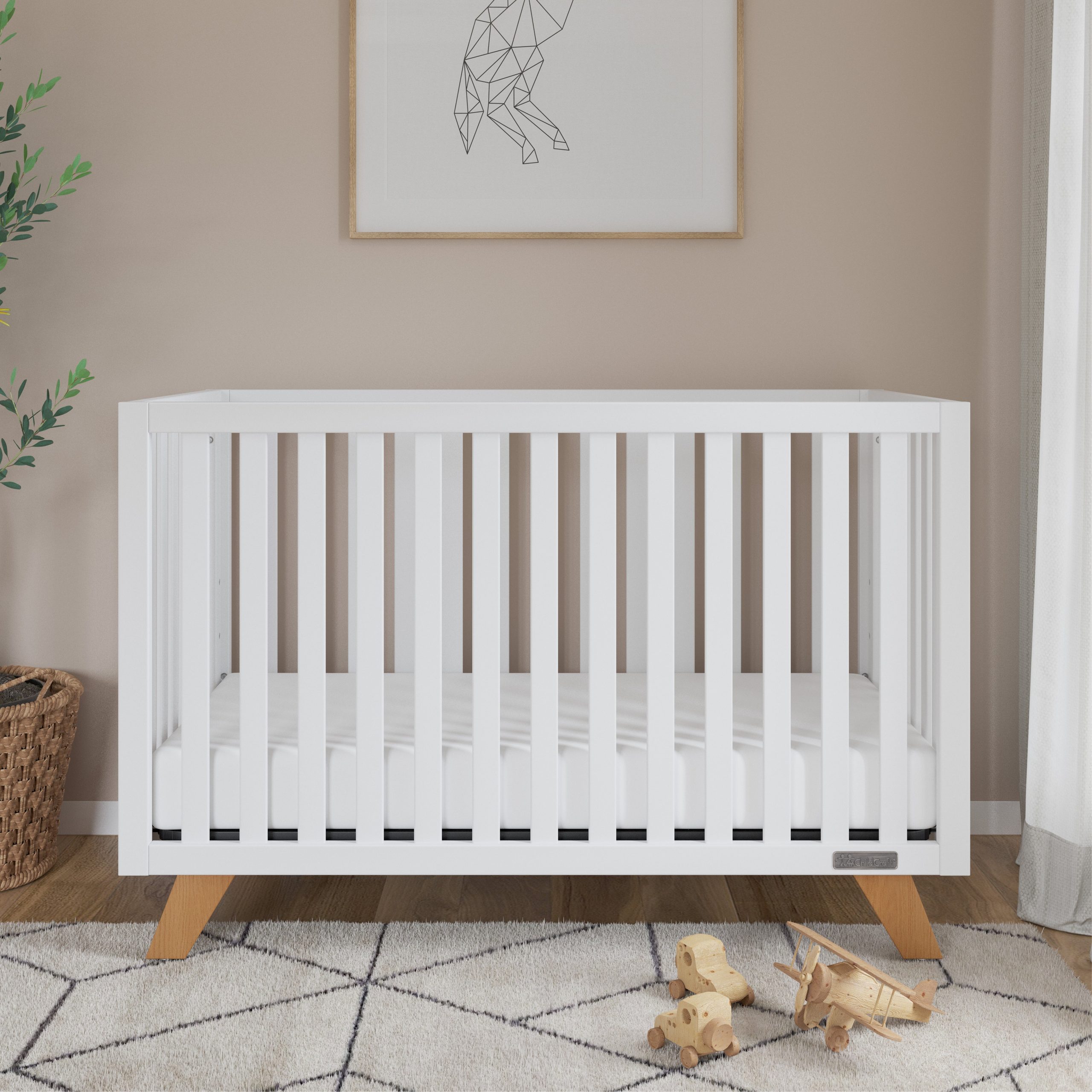 Soho 4-in-1 Convertible Crib. White/Natural - Image 9