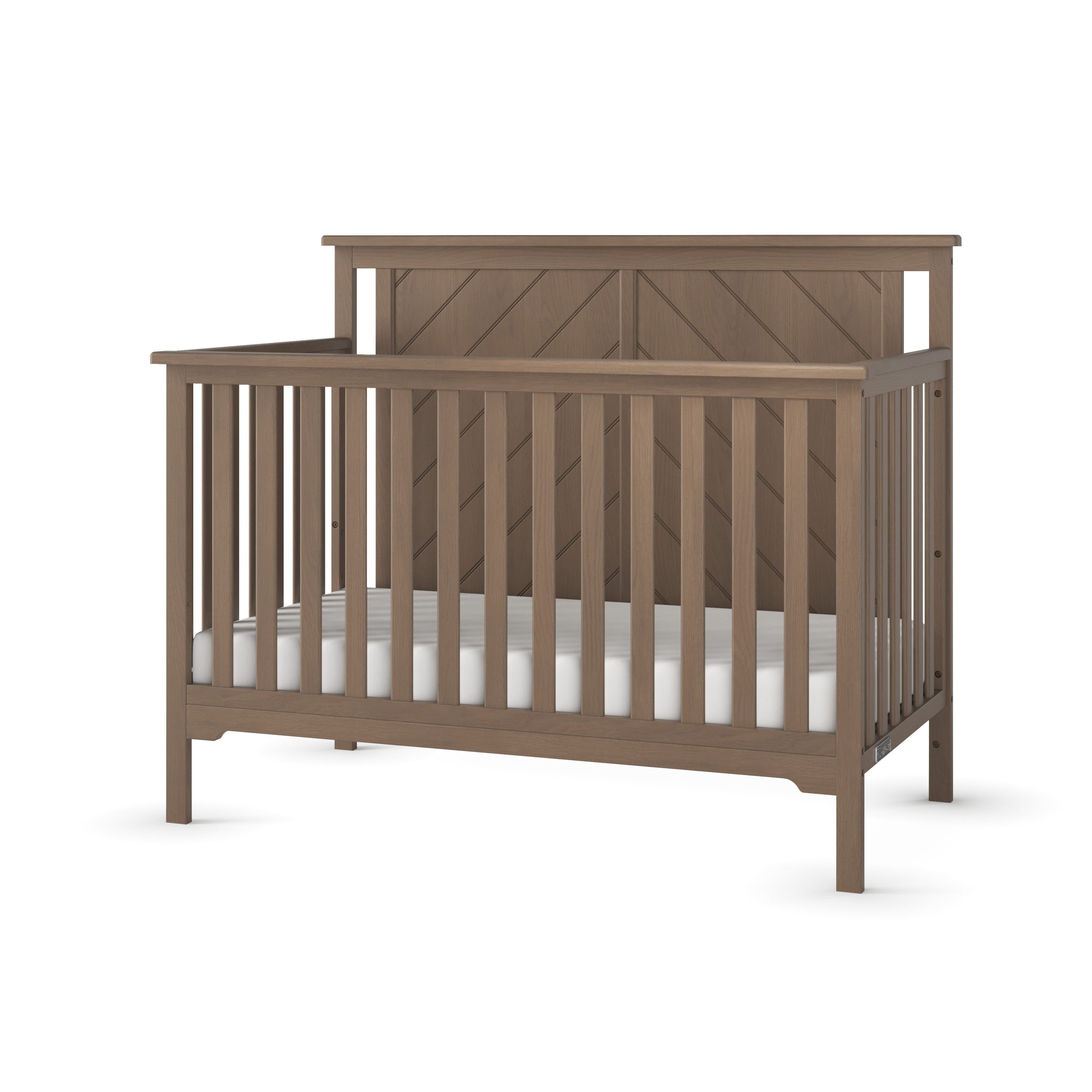 Hampton Flat Top 4-in-1 Convertible Crib. Dusty Heather