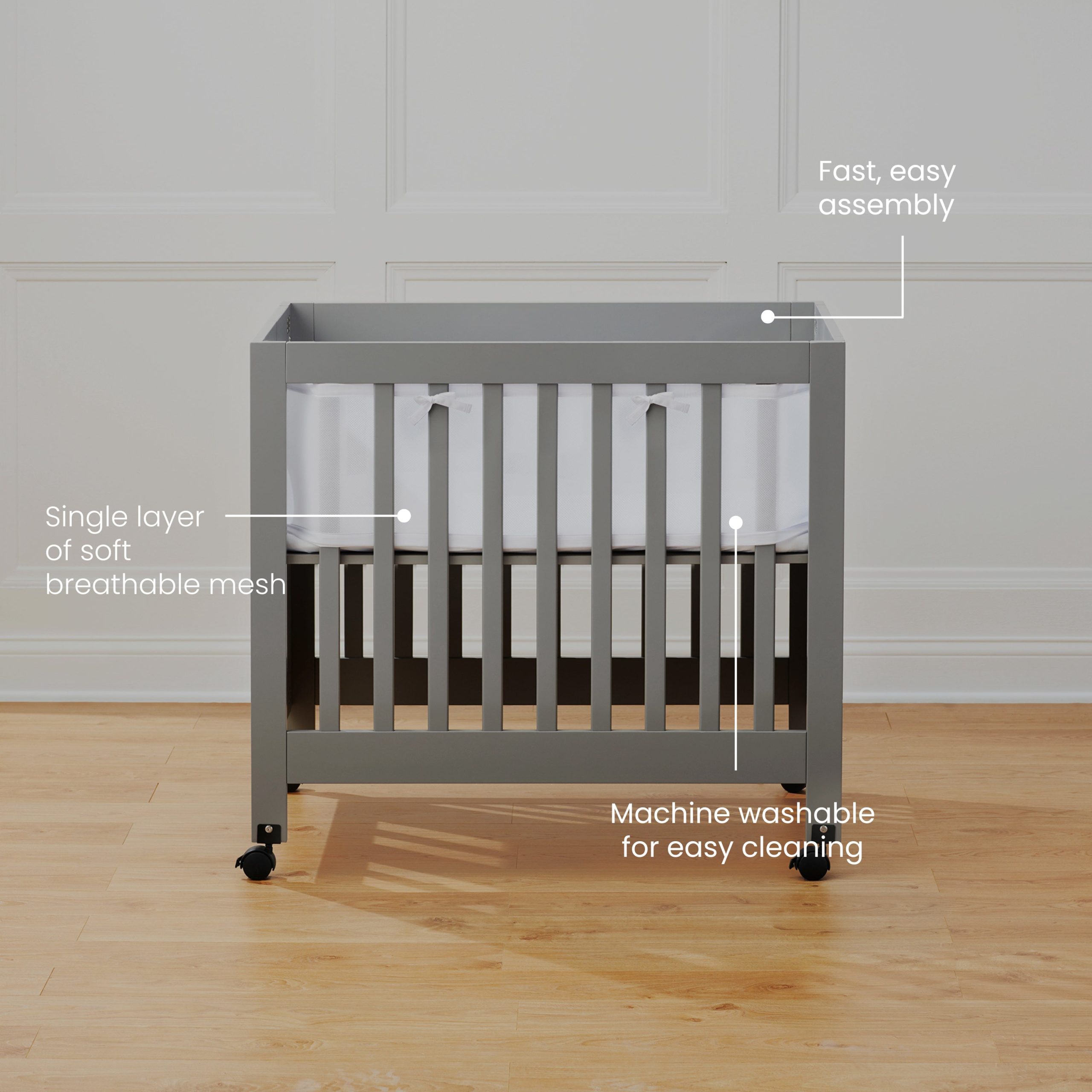 Breathable Mesh Crib Liner for Mini Crib - Image 6