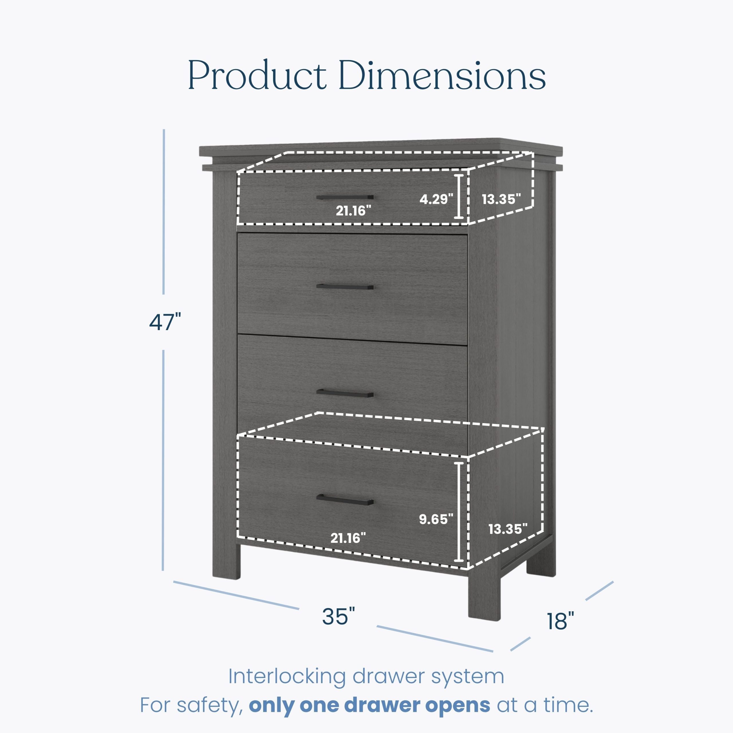 Denman 4 Drawer Chest. Midnight Gray - Image 3