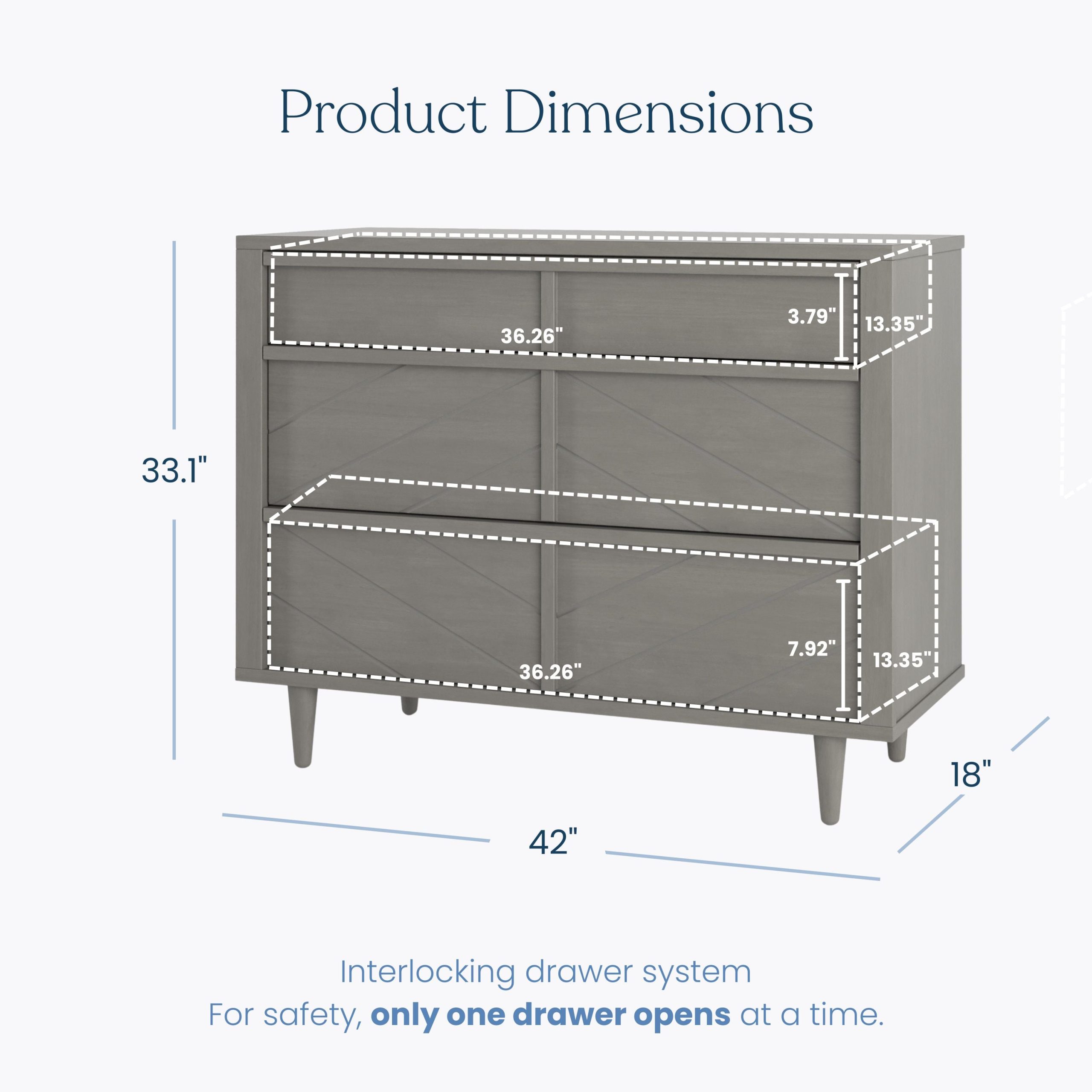 Surrey Hill 3 Drawer Dresser. Lunar Gray - Image 3