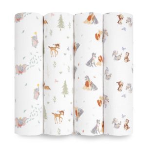 Disney™ essentials cotton muslin swaddle blanket 4 pack
